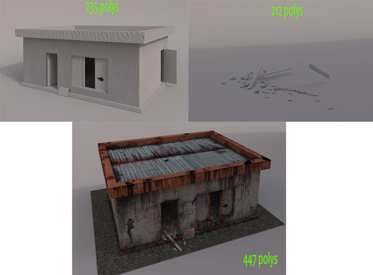 Beer bar in the apocalyptic world Low-poly 3D model_7