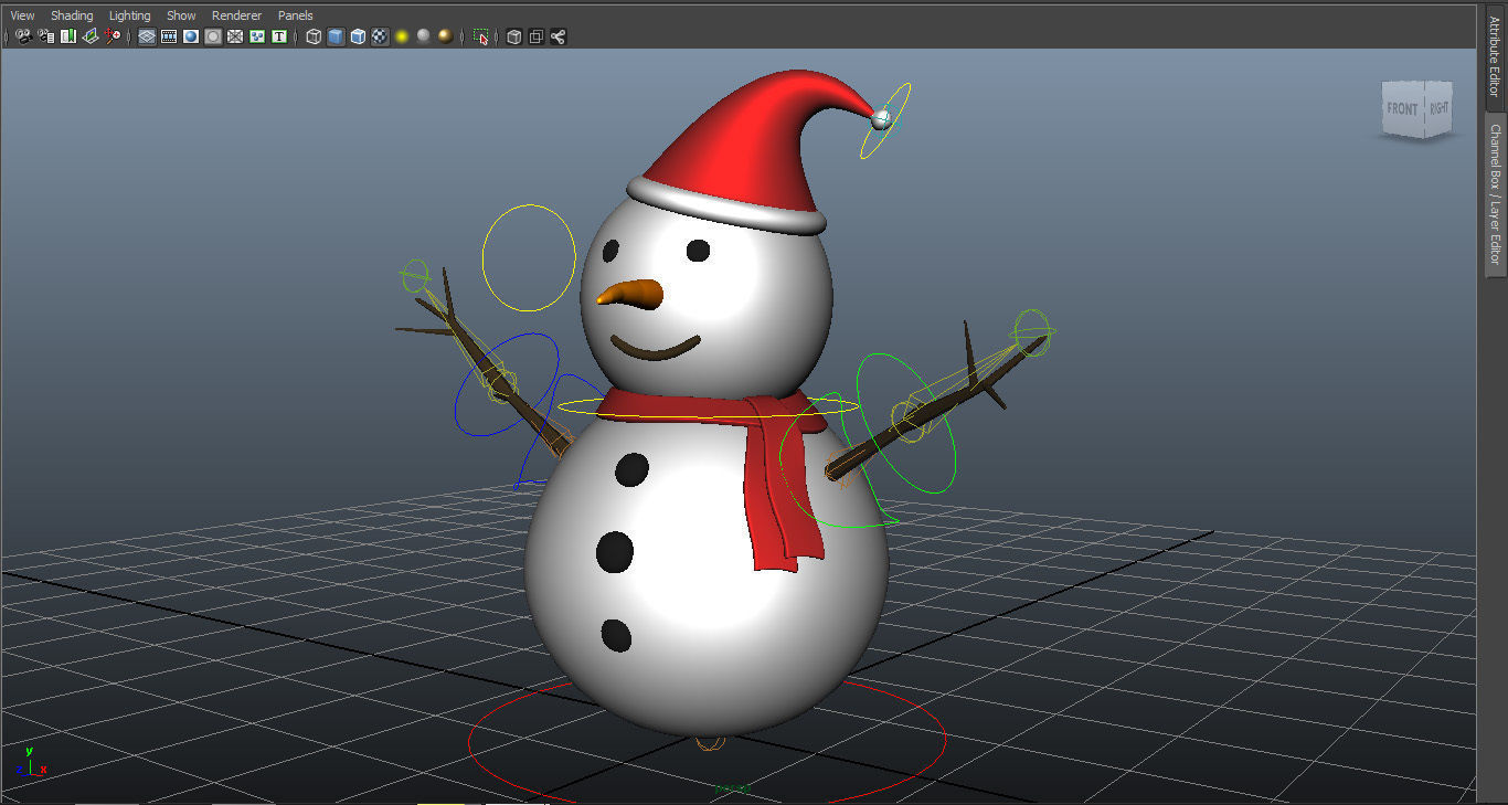 Rigged Snowman Low-poly 3D model_10