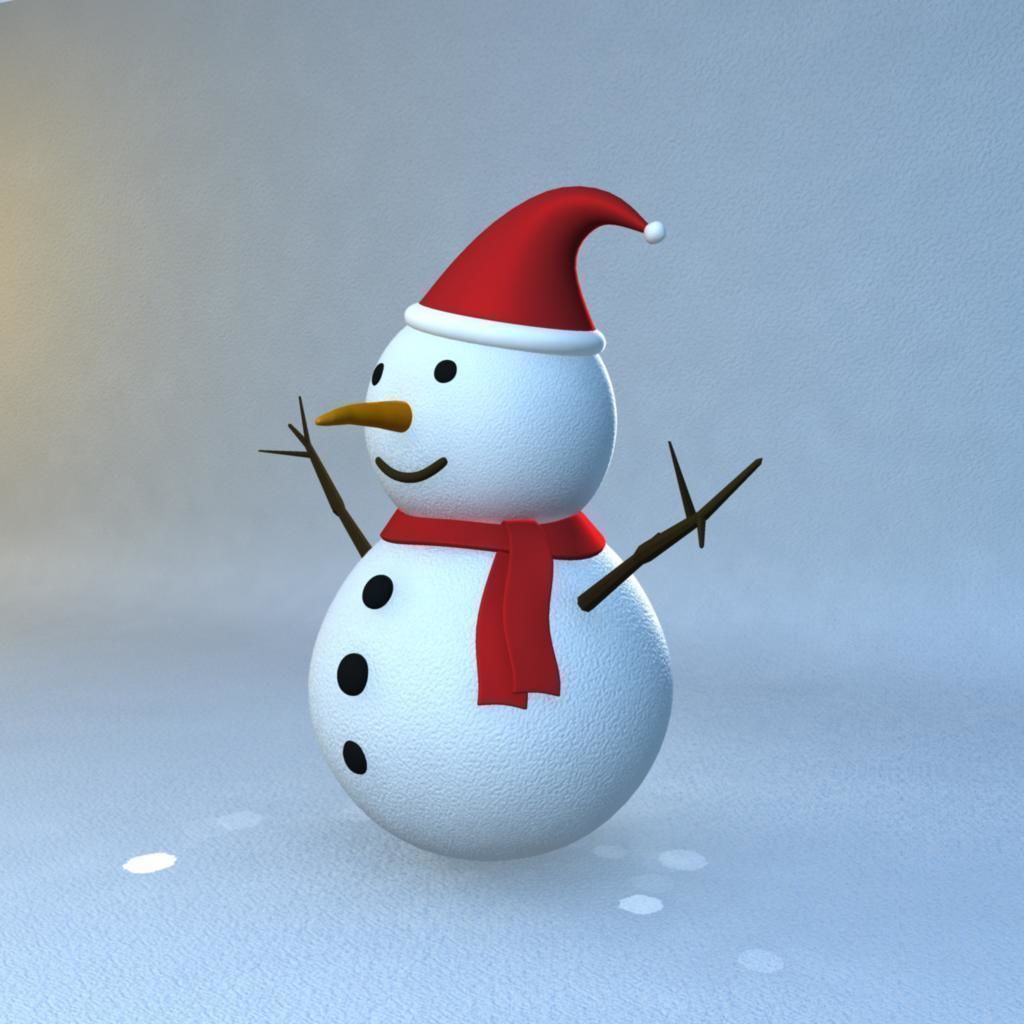 Rigged Snowman Low-poly 3D model_1