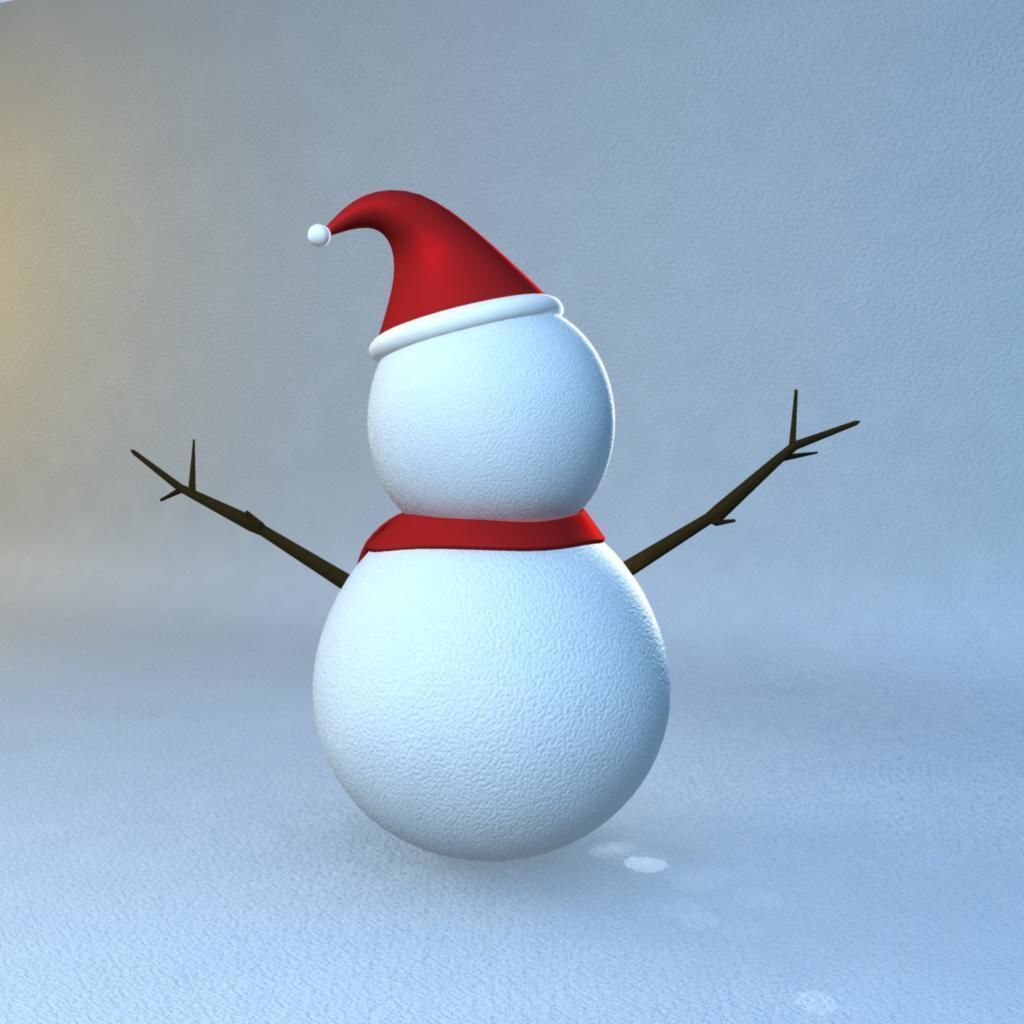 Rigged Snowman Low-poly 3D model_3