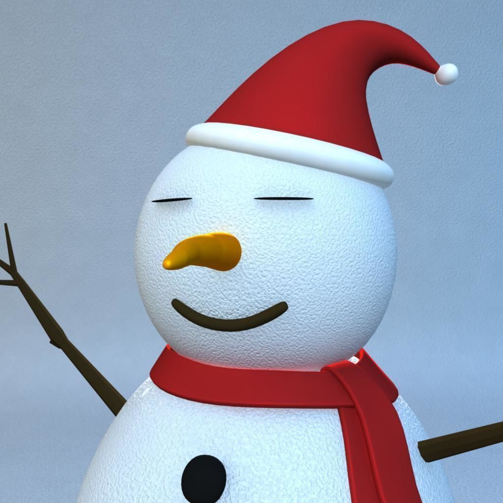 Rigged Snowman Low-poly 3D model_6
