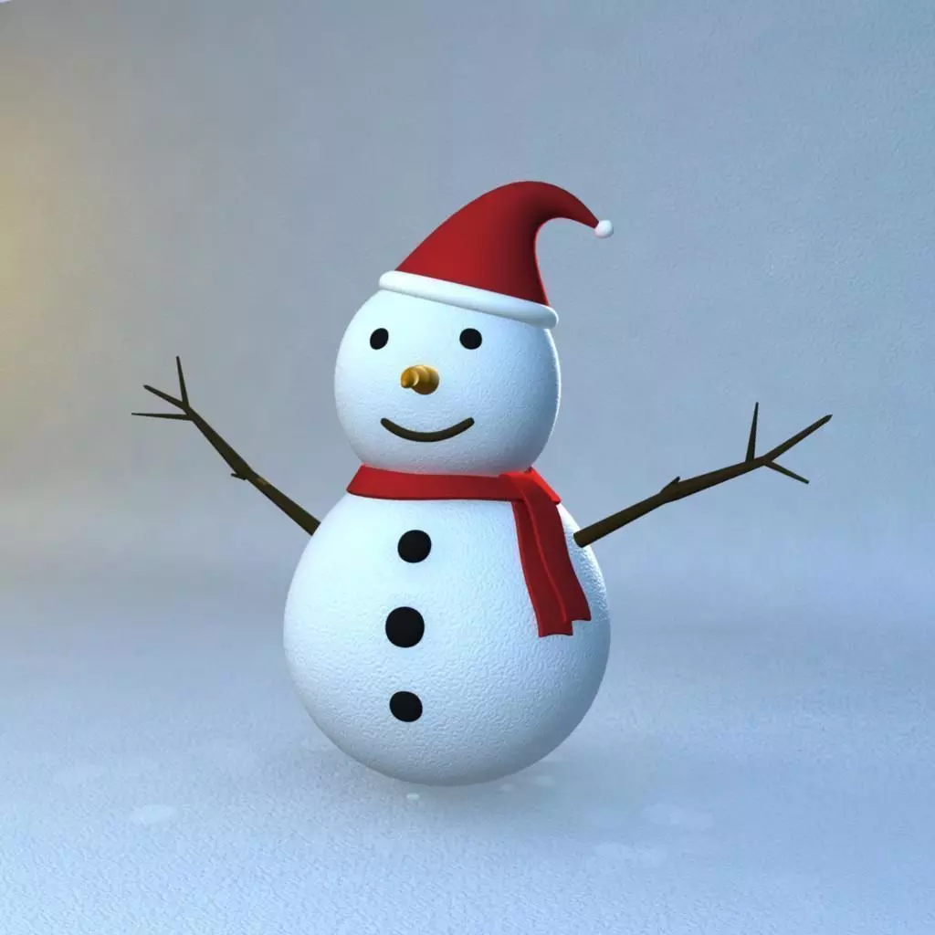 Rigged Snowman Low-poly 3D model_0