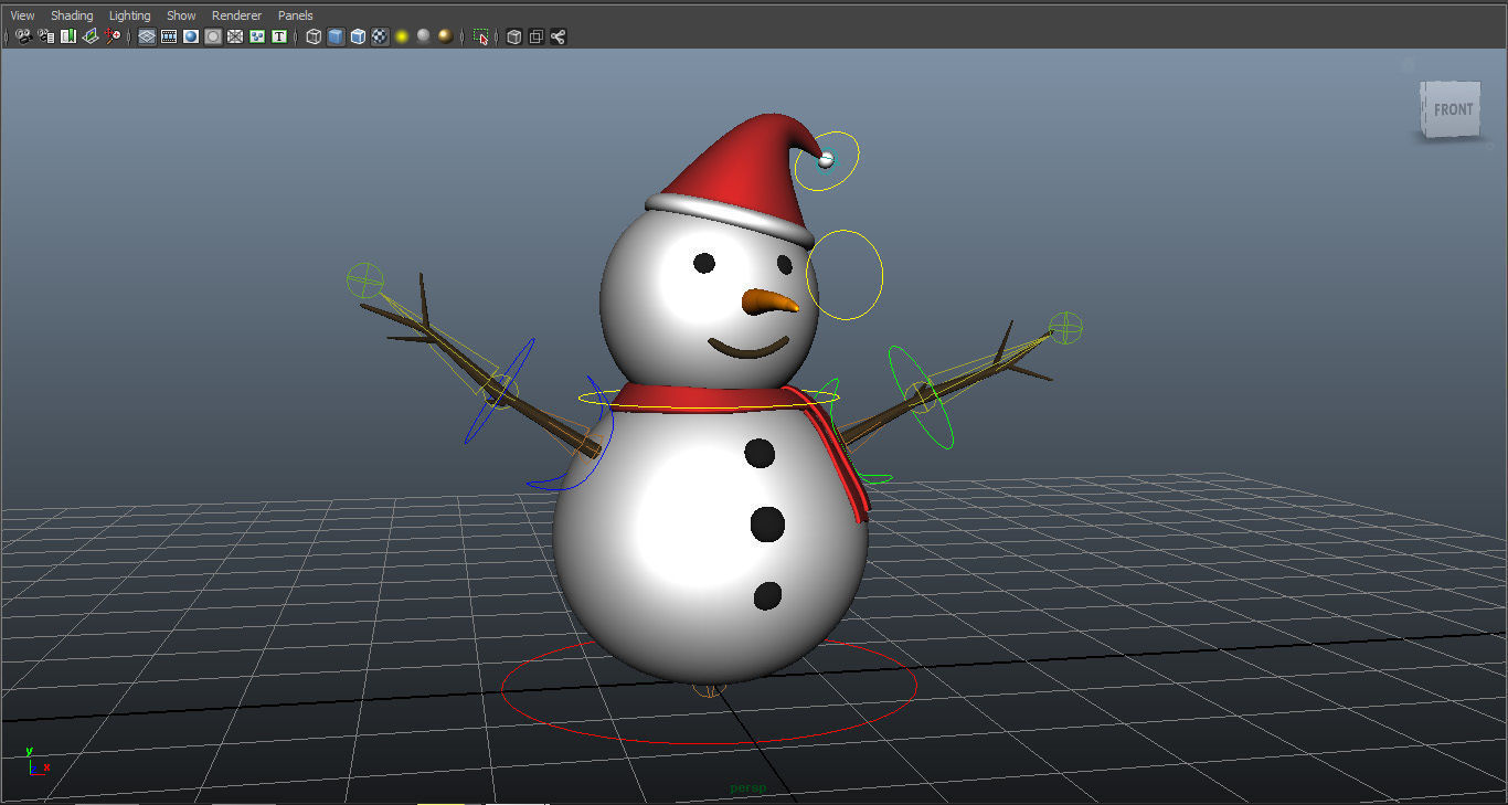 Rigged Snowman Low-poly 3D model_12