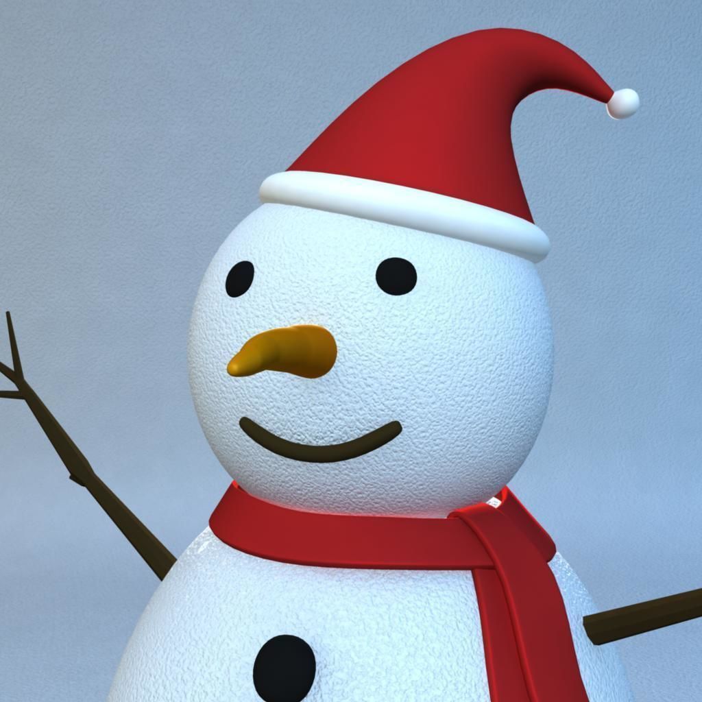 Rigged Snowman Low-poly 3D model_5