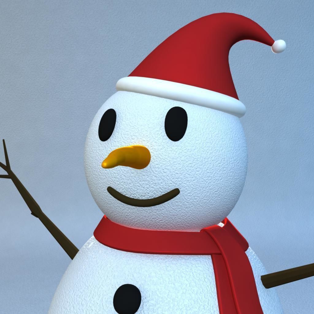Rigged Snowman Low-poly 3D model_9