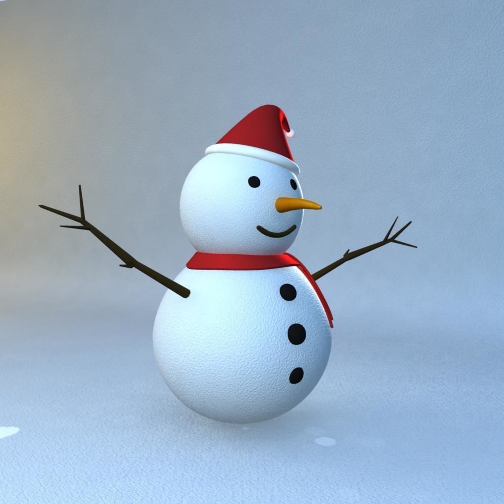 Rigged Snowman Low-poly 3D model_2