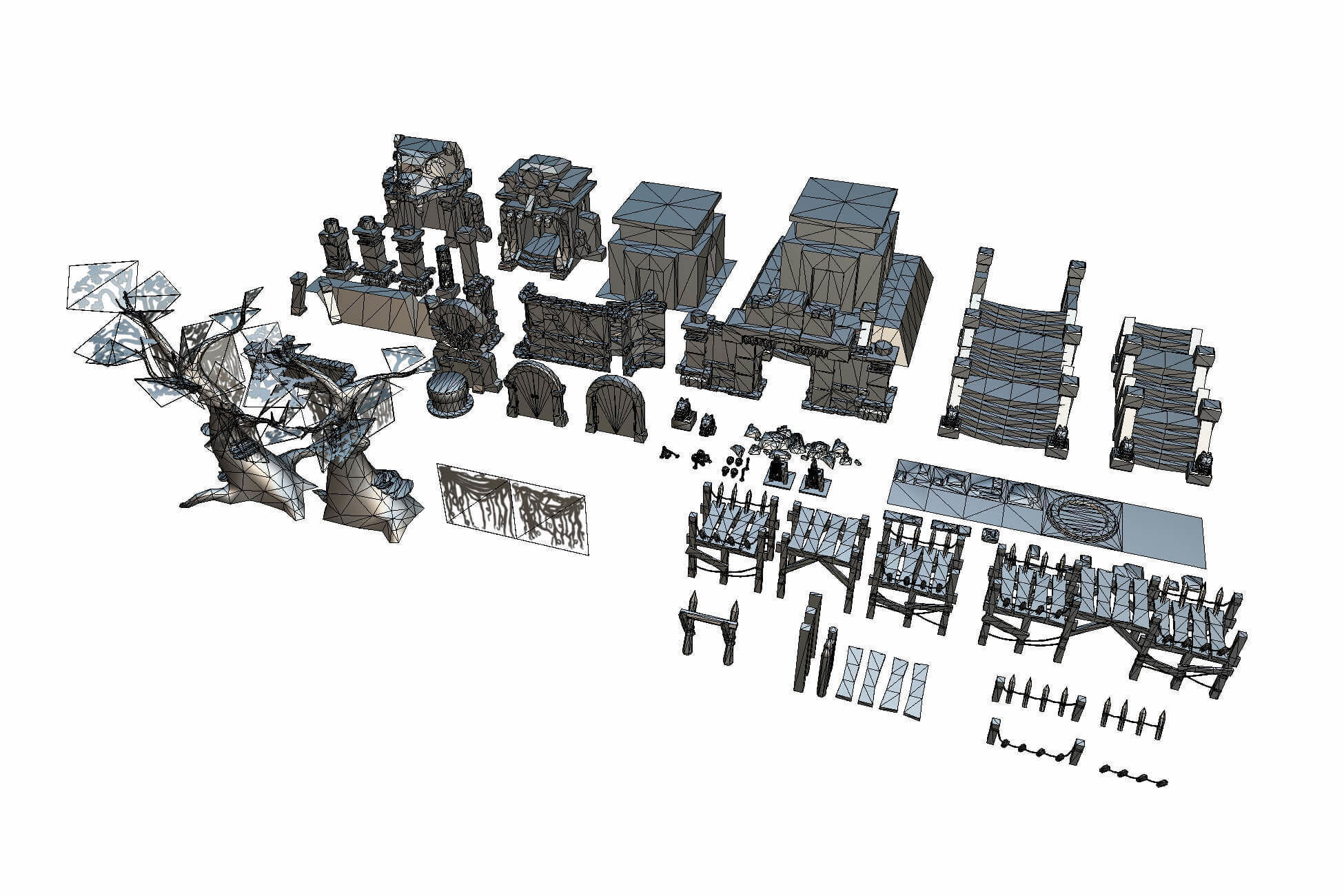 Mayan Temple Set - Low Poly Hand Painted Low-poly 3D model_8