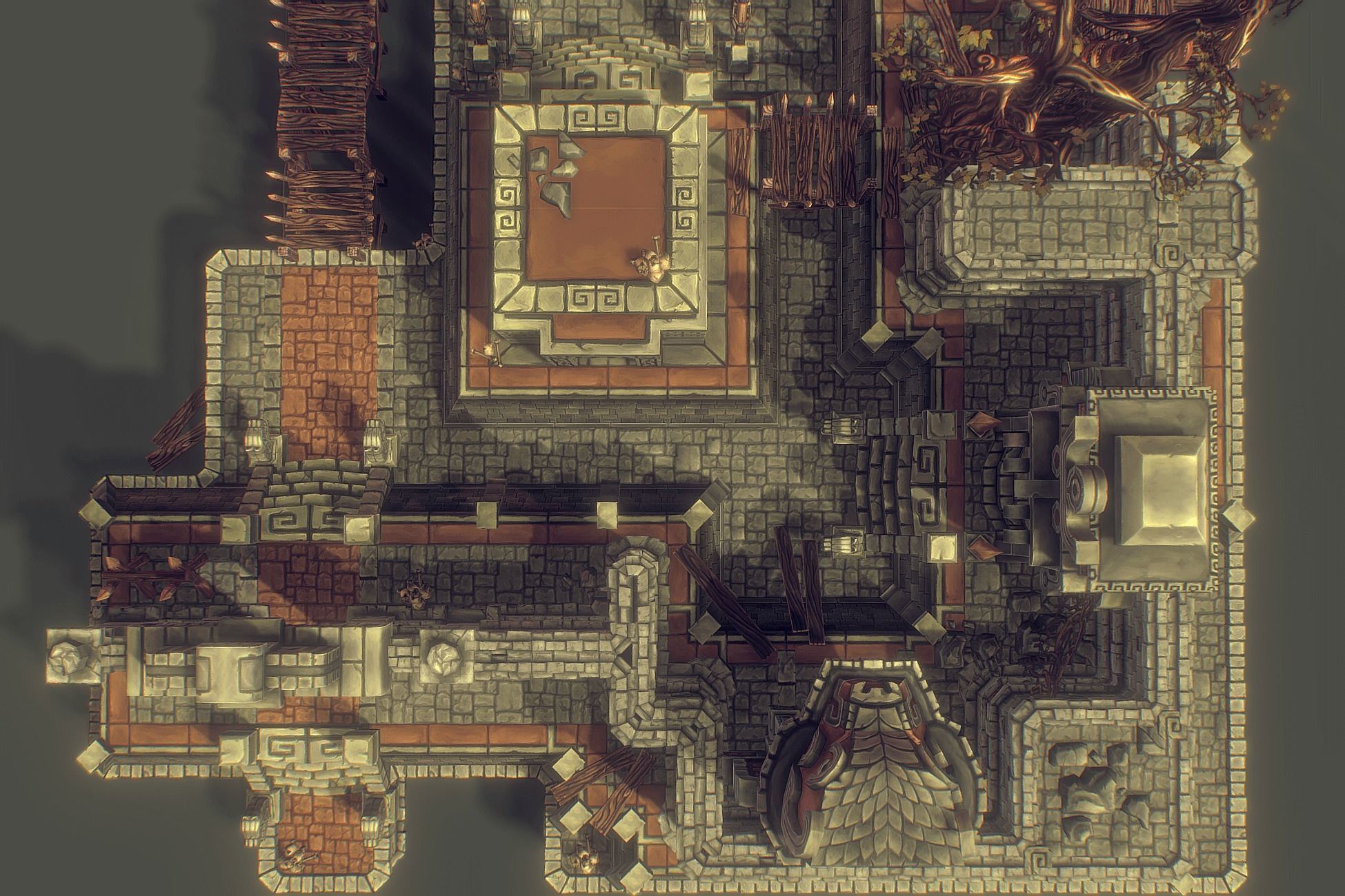 Mayan Temple Set - Low Poly Hand Painted Low-poly 3D model_4