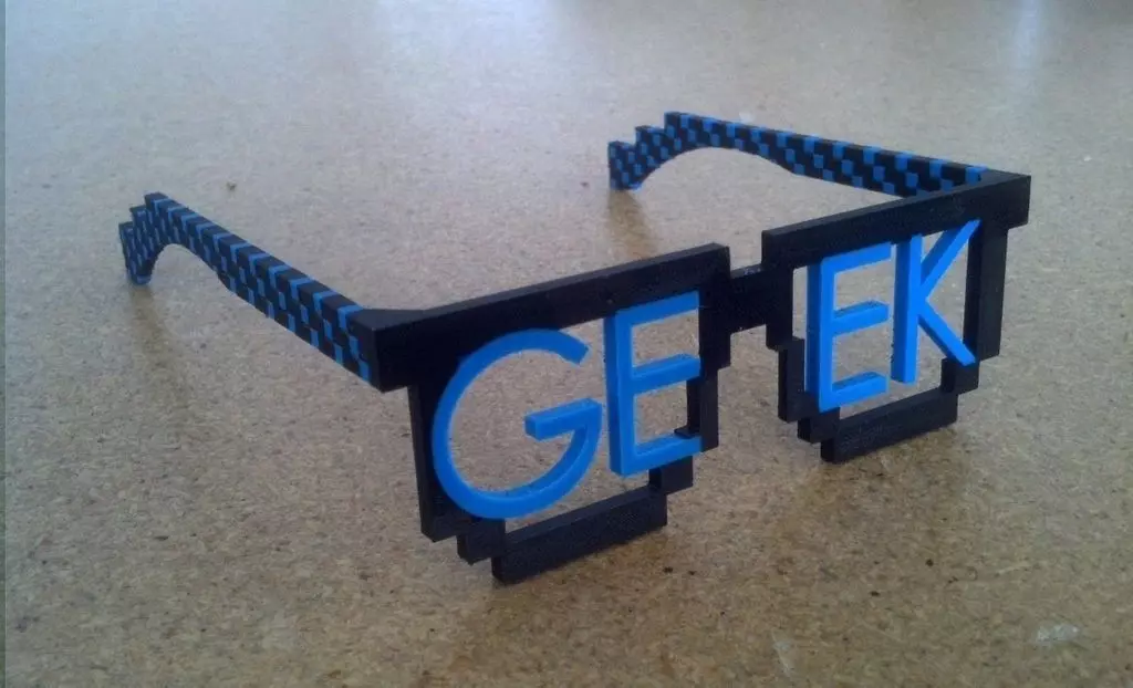 8-bit Geek Glasses for Dual Extrusion Free 3D print model_0