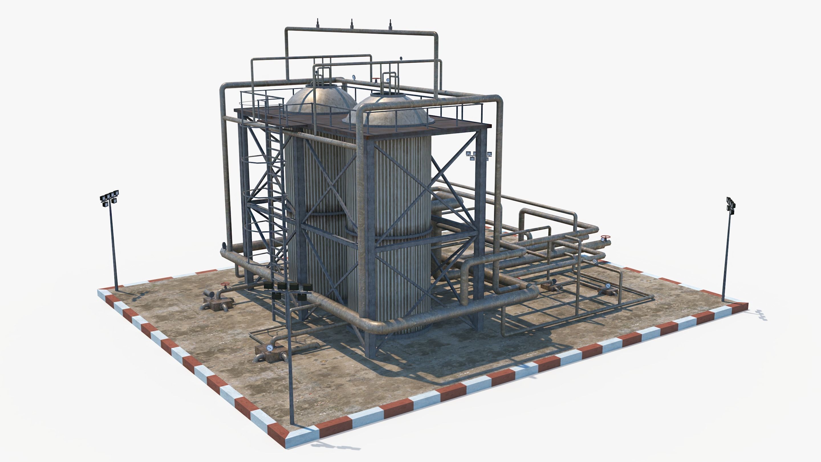 Oil Refinery 1 Low-poly 3D model_6