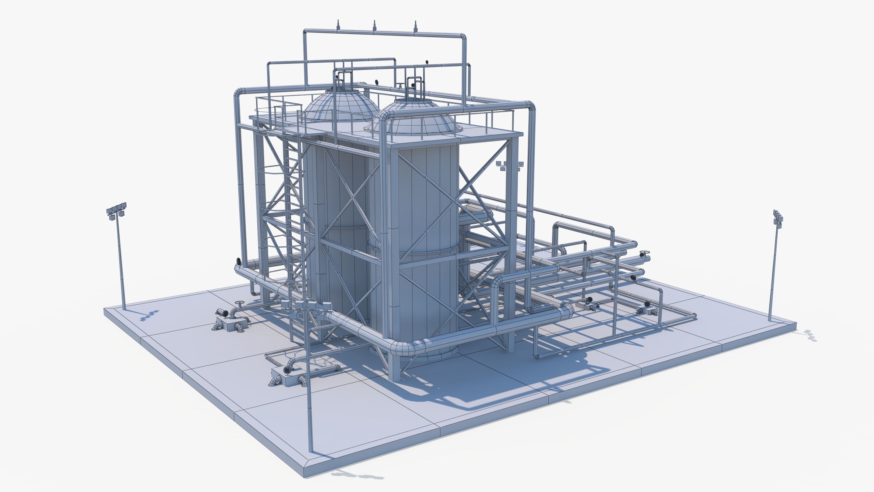 Oil Refinery 1 Low-poly 3D model_7