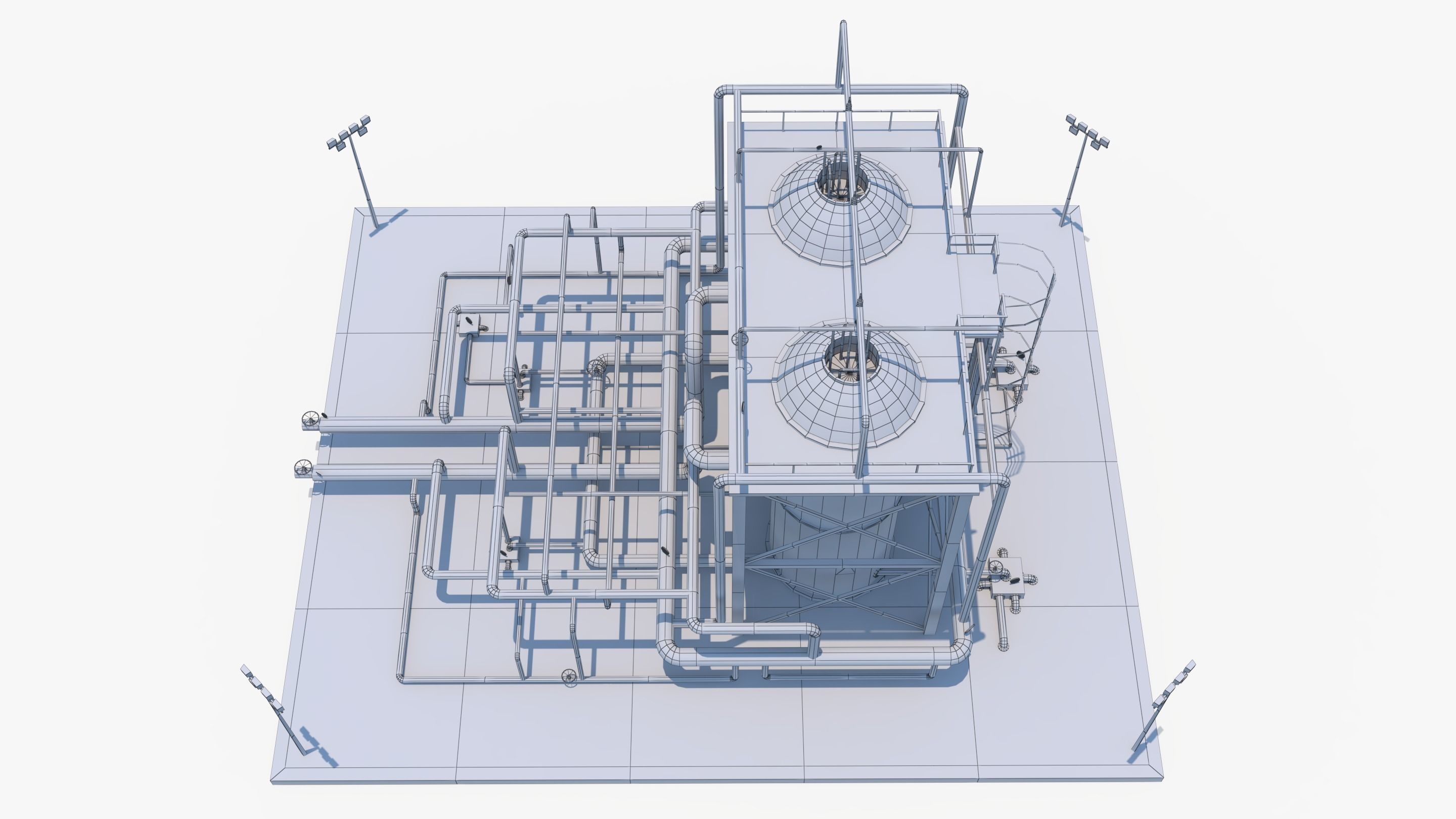 Oil Refinery 1 Low-poly 3D model_9