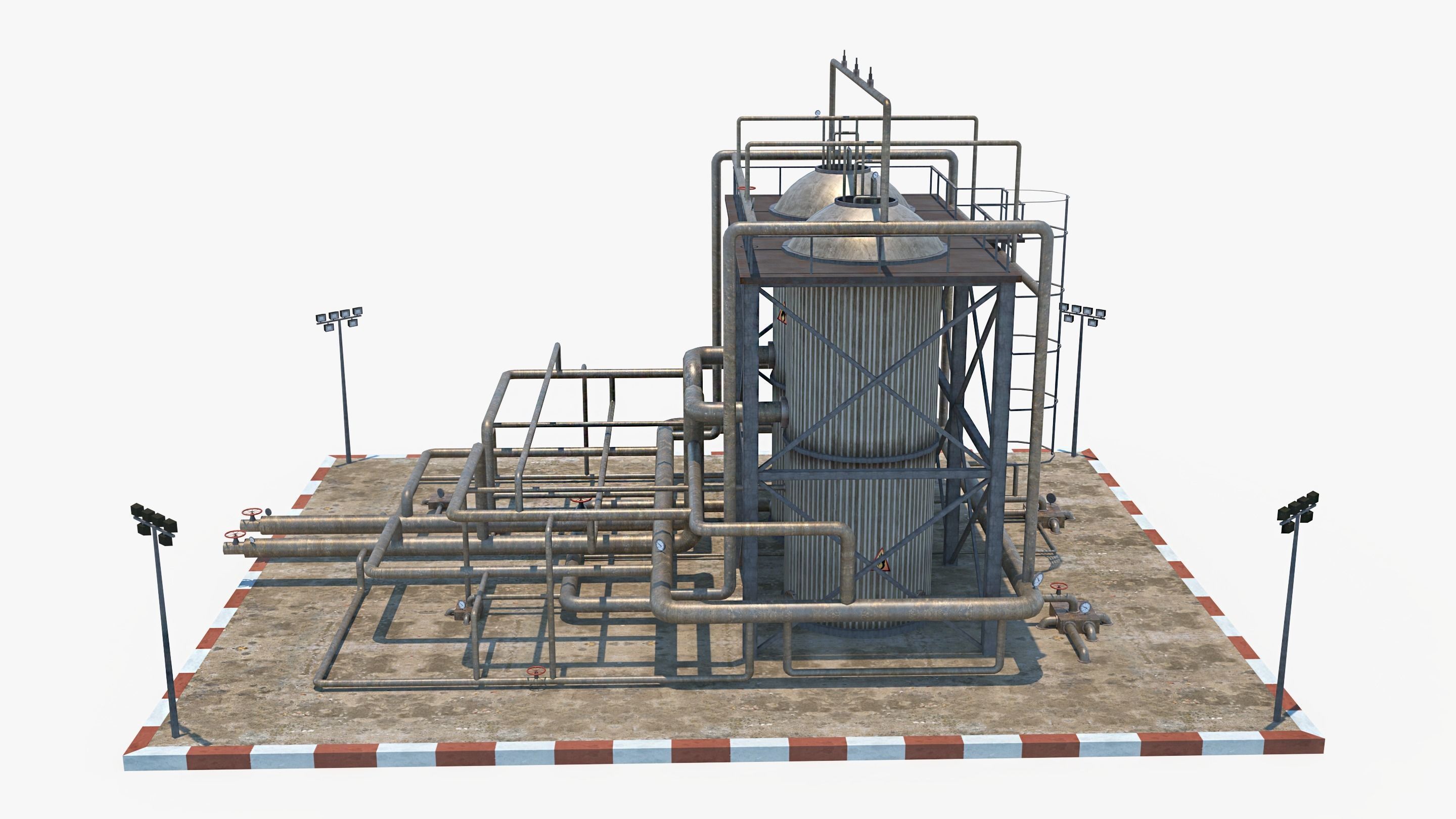 Oil Refinery 1 Low-poly 3D model_4