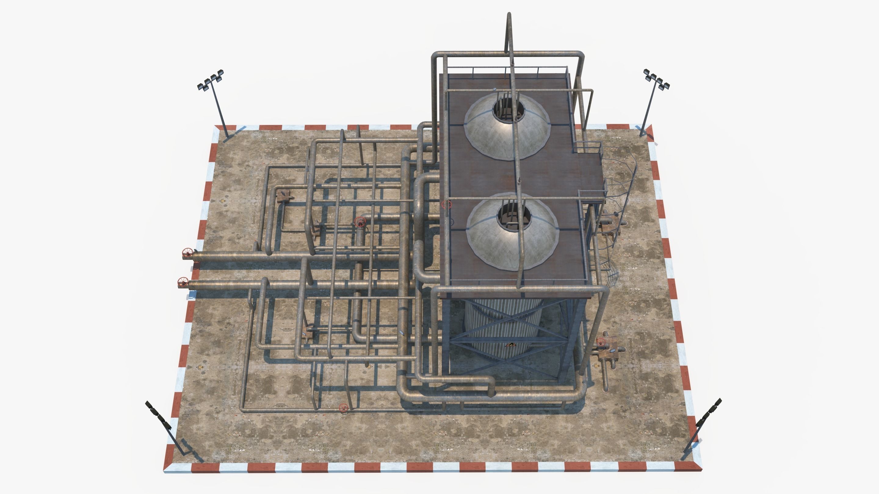 Oil Refinery 1 Low-poly 3D model_8