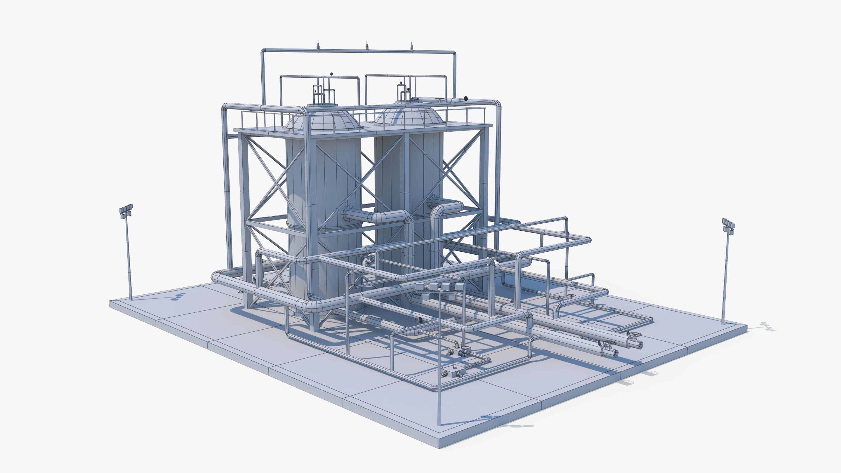 Oil Refinery 1 Low-poly 3D model_3