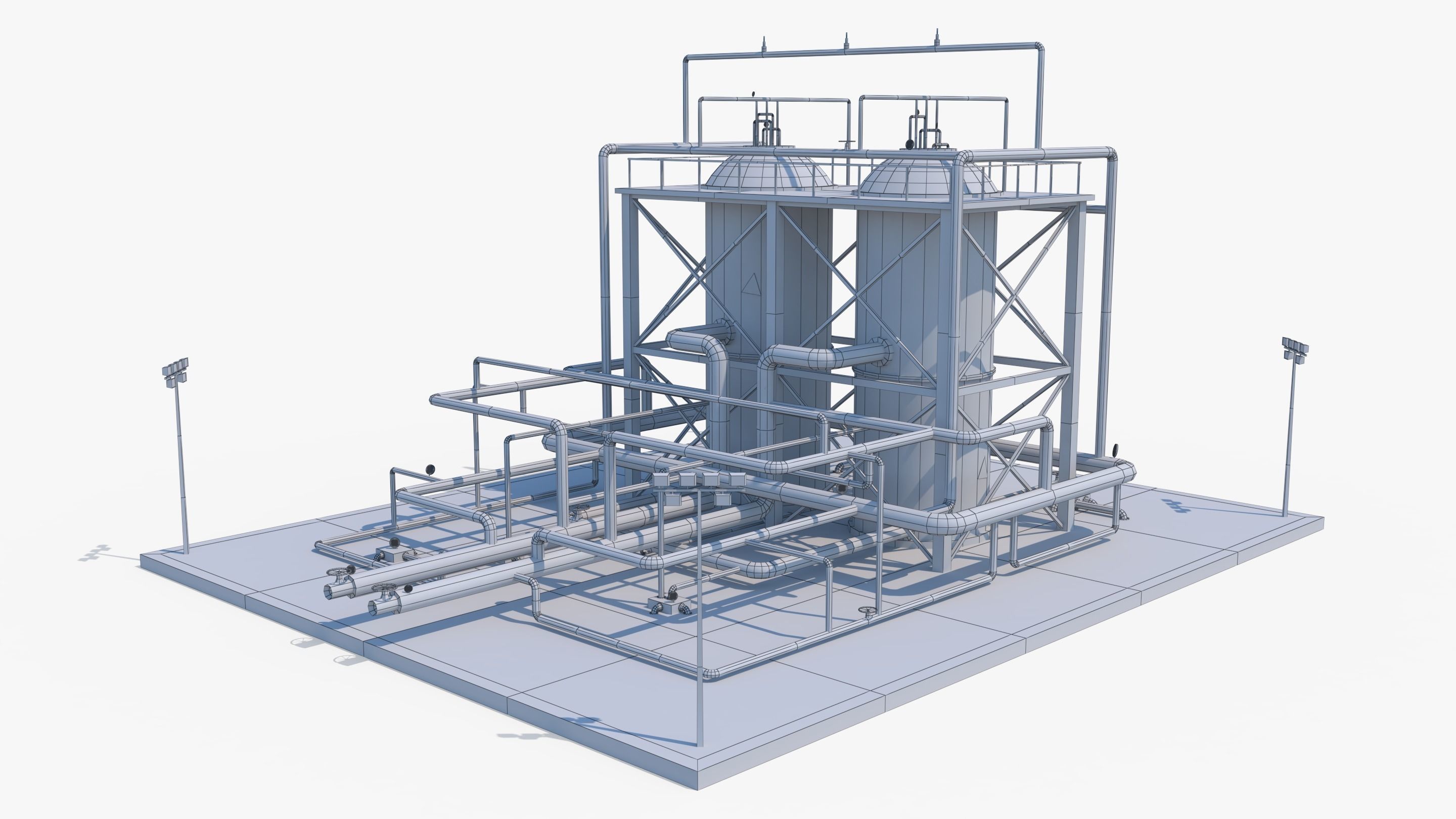 Oil Refinery 1 Low-poly 3D model_1