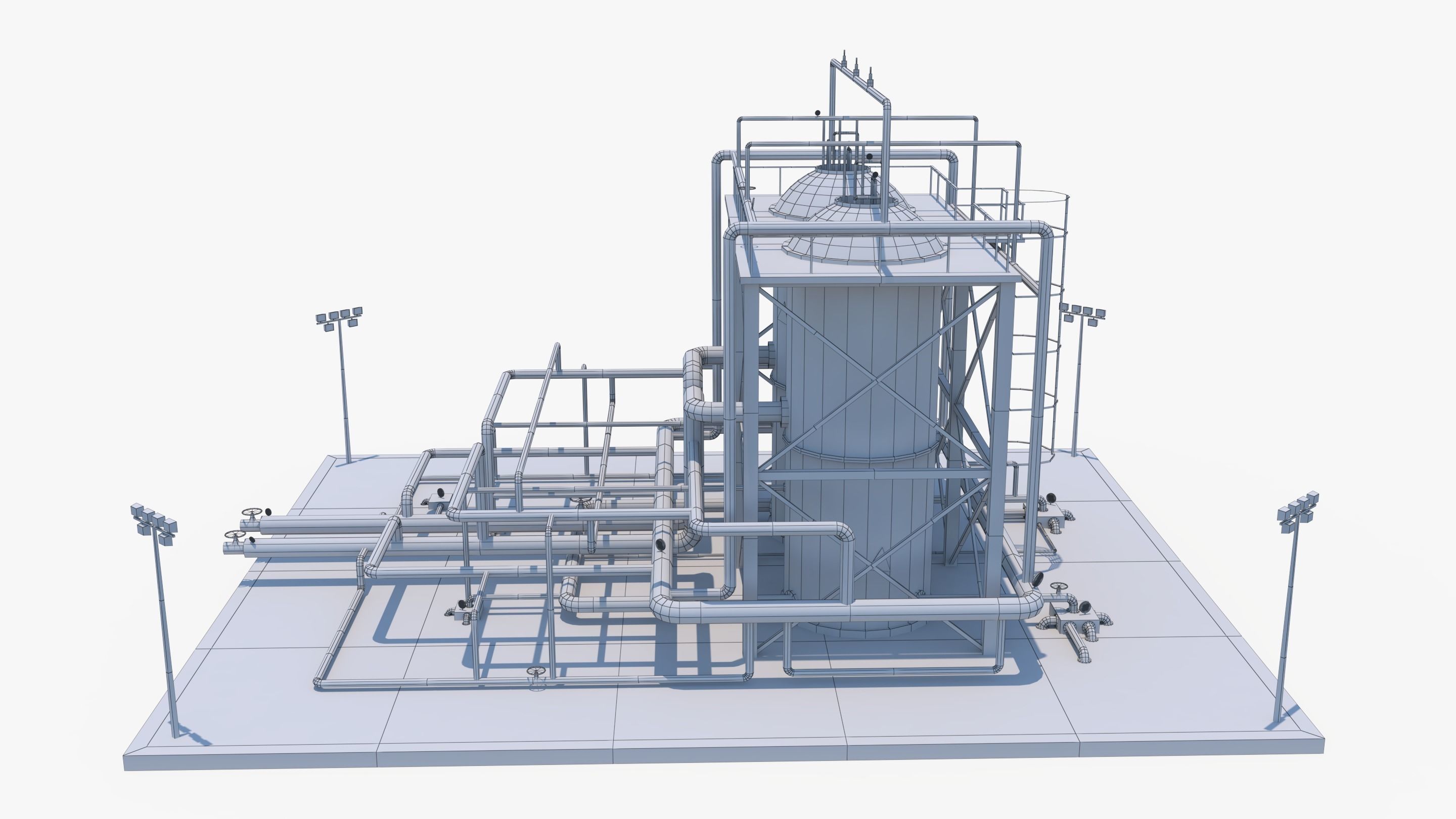 Oil Refinery 1 Low-poly 3D model_5