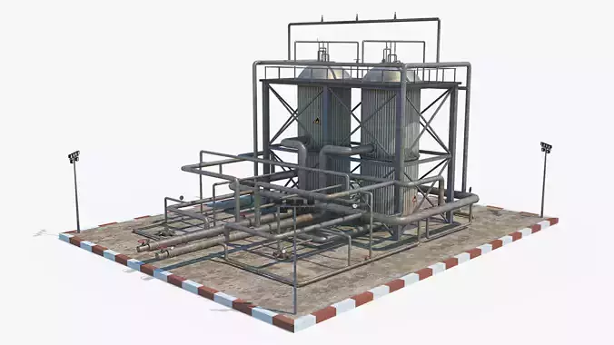 Oil Refinery 1 Low-poly 3D model