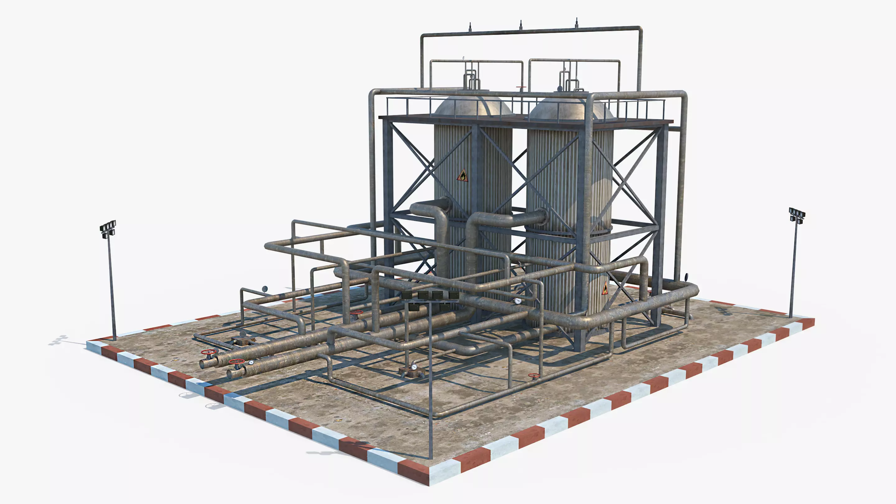 Oil Refinery 1 Low-poly 3D model_0