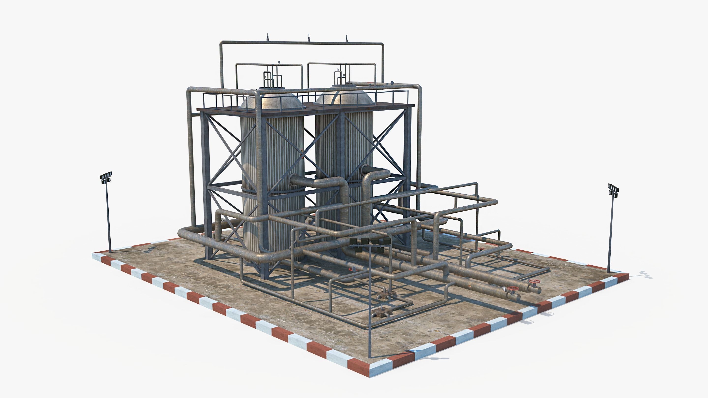 Oil Refinery 1 Low-poly 3D model_2