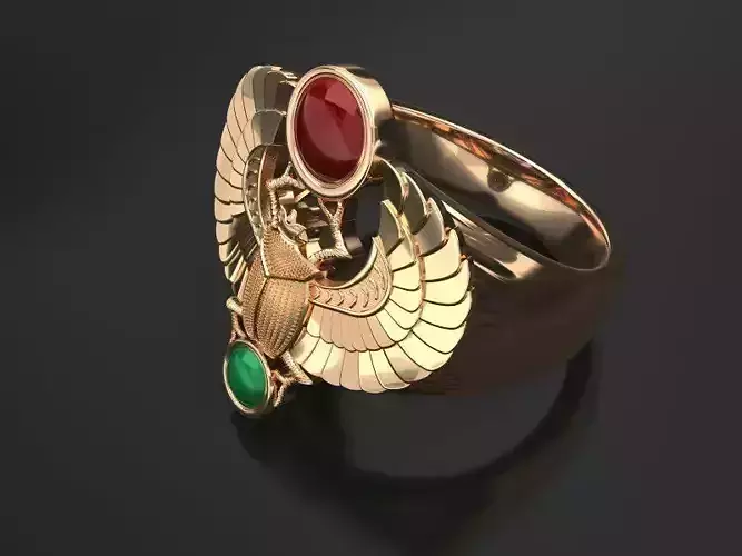 Gold scarab bug ring -  classic 3D print model