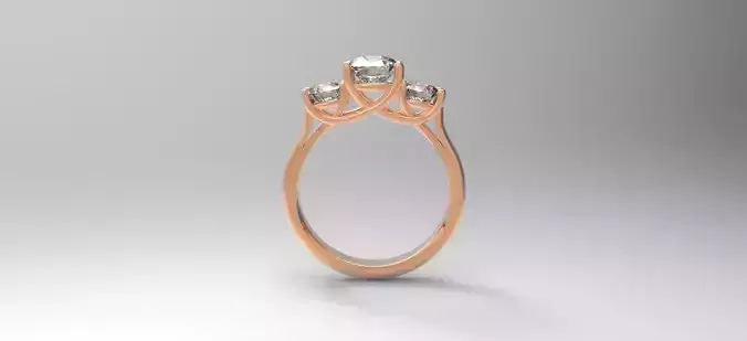 trilogy02 three stone ring in rose gold