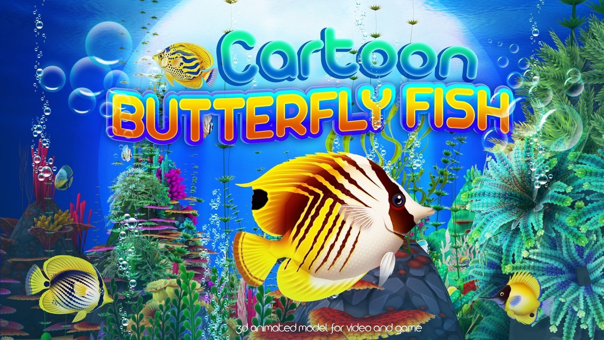 Cartoon Butterflyfish  Low-poly 3D model_0