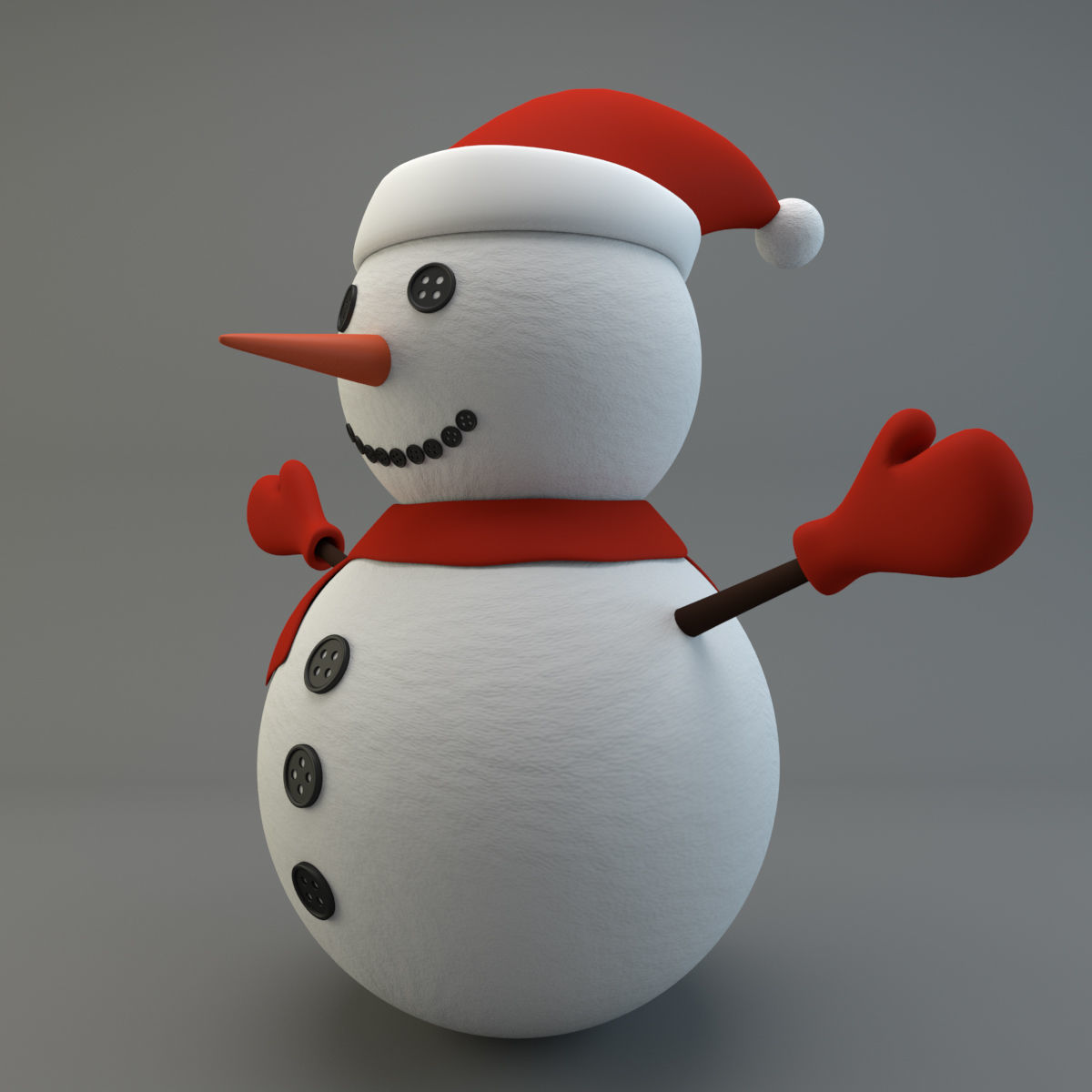 Cartoon Snowman Low-poly 3D model_4