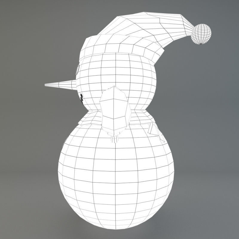 Cartoon Snowman Low-poly 3D model_6