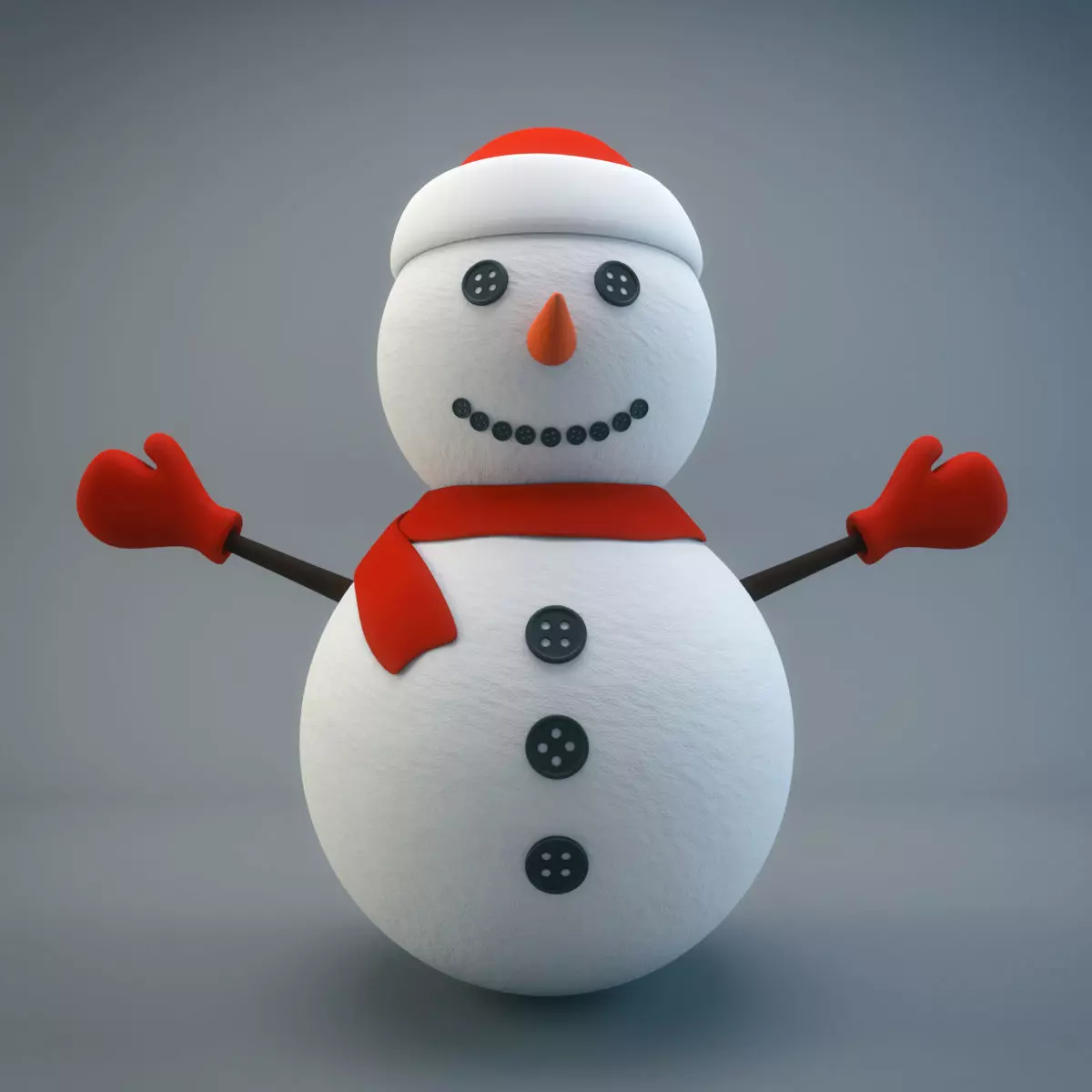 Cartoon Snowman Low-poly 3D model_0