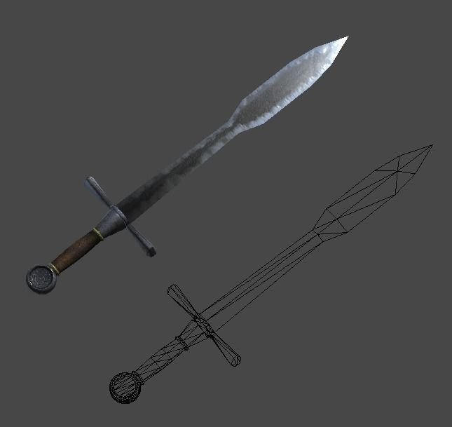 Long sword3 Low-poly 3D model_9