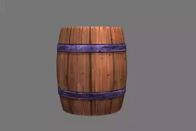 Barrel Lowpoly Cartoon model for mobile game Free low-poly 3D model