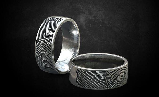 Ring wedding with a fingerprint many sizes 226 3D print model