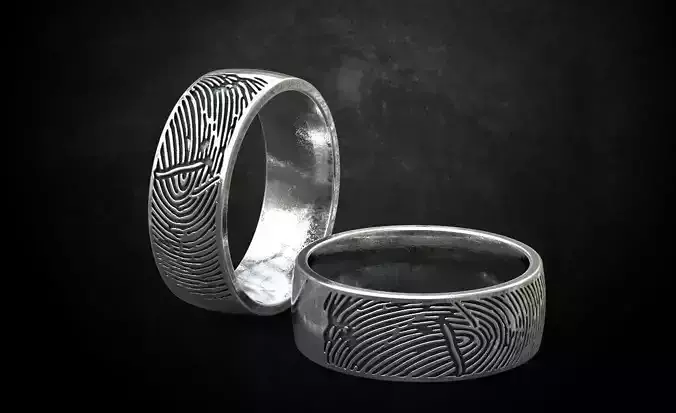 Ring wedding with a fingerprint many sizes 226