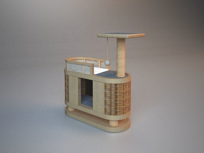 Wooden Cat Tree Construction 3D model_11