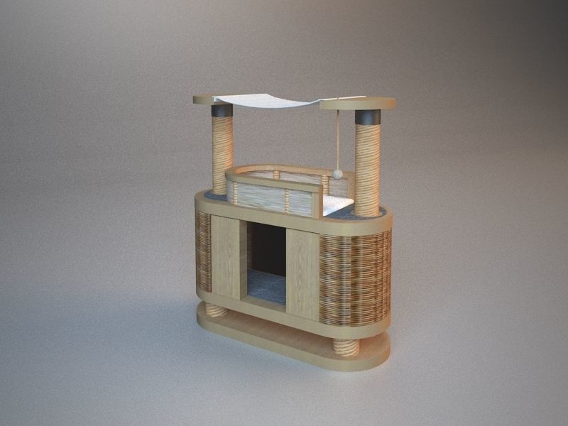 Wooden Cat Tree Construction 3D model_6