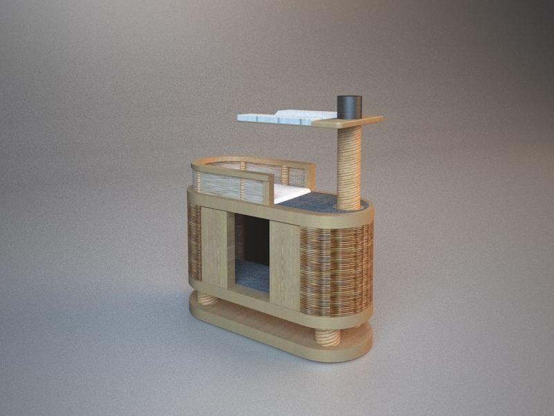 Wooden Cat Tree Construction 3D model_12