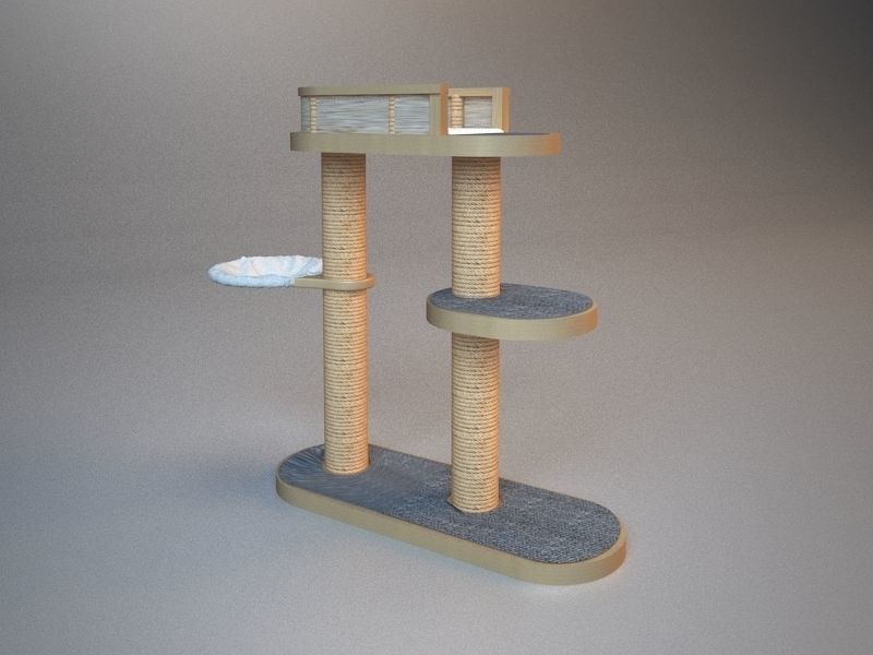 Wooden Cat Tree Construction 3D model_4
