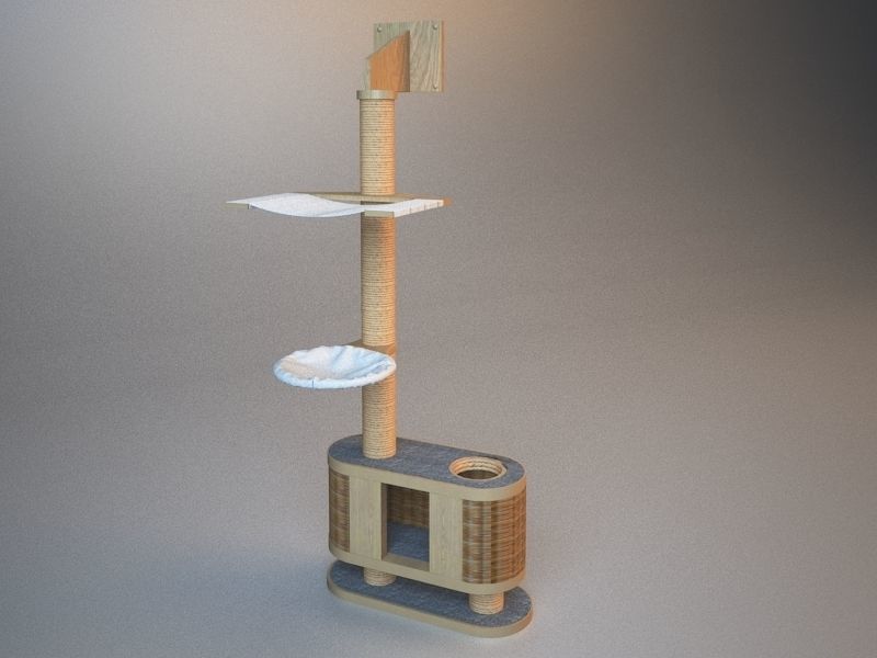 Wooden Cat Tree Construction 3D model_8