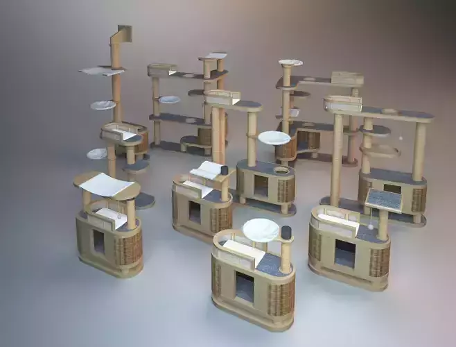 Wooden Cat Tree Construction 3D model