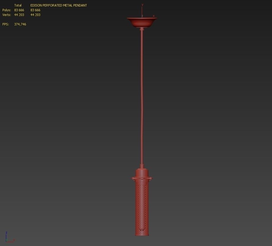 Edison Perforated Metal Pendant RH lamp 3D model_3