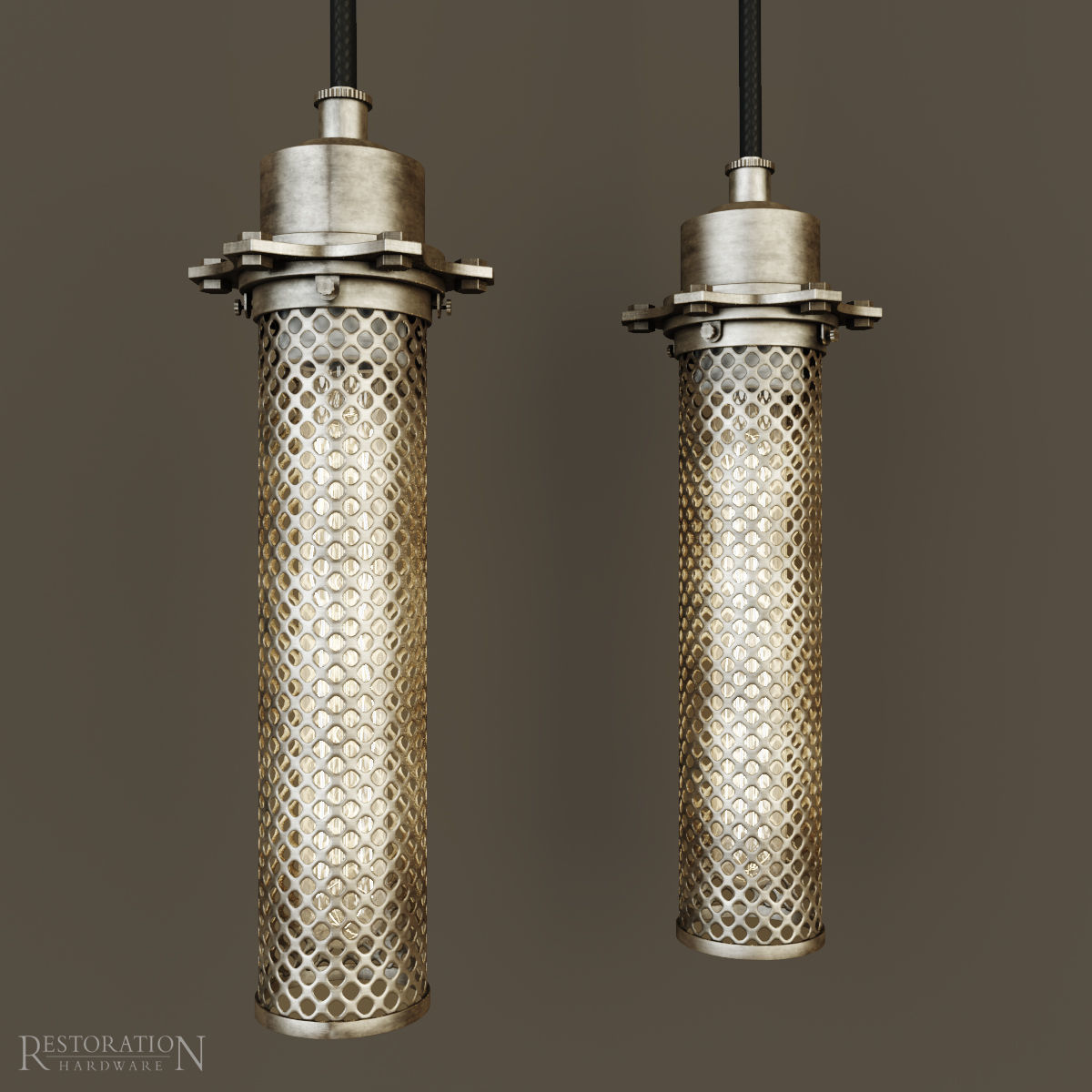 Edison Perforated Metal Pendant RH lamp 3D model_0