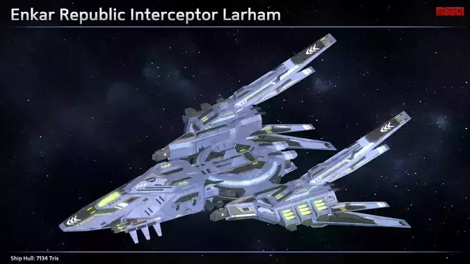Spaceship Enkar Republic Interceptor Larham Low-poly 3D model