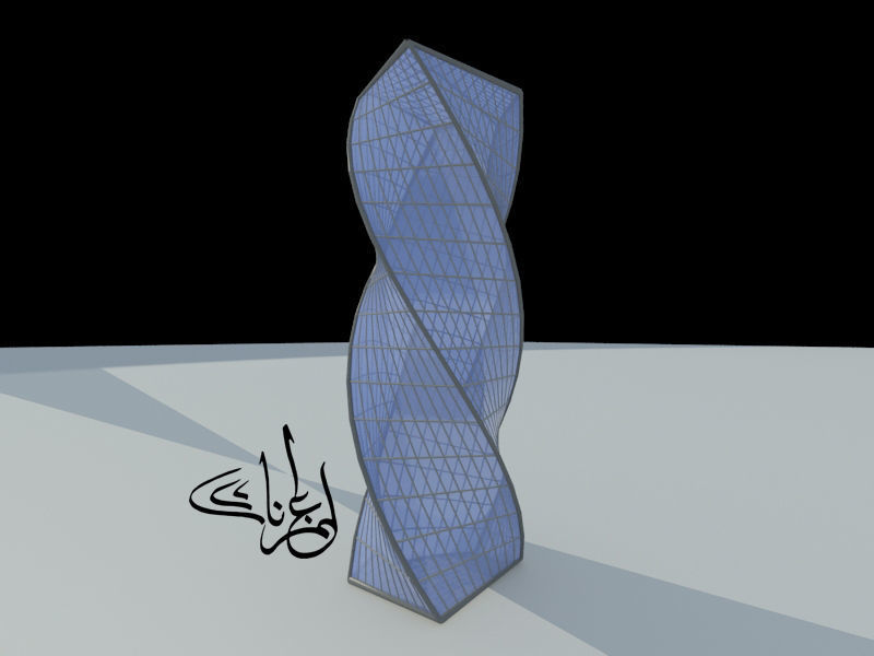 The Twisted tower of Riyadh Low-poly 3D model_4