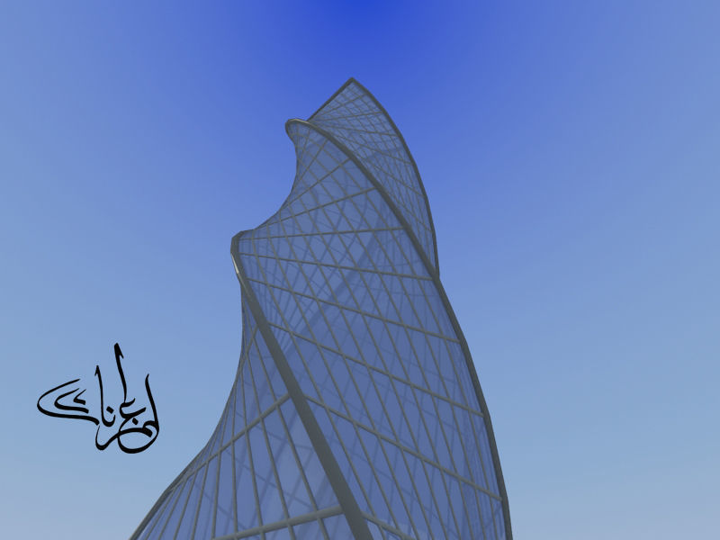 The Twisted tower of Riyadh Low-poly 3D model_1
