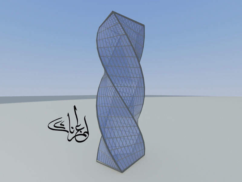 The Twisted tower of Riyadh Low-poly 3D model_7