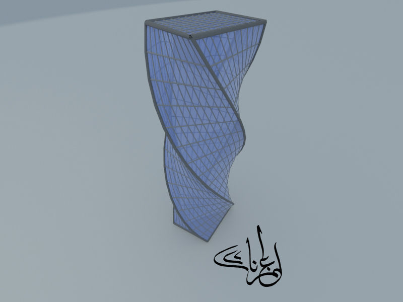 The Twisted tower of Riyadh Low-poly 3D model_9