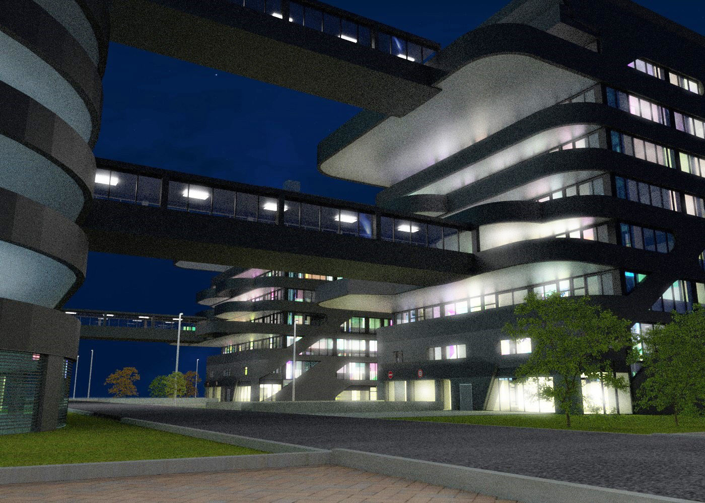 Skyscraper 7 sims city at night 3D model_4