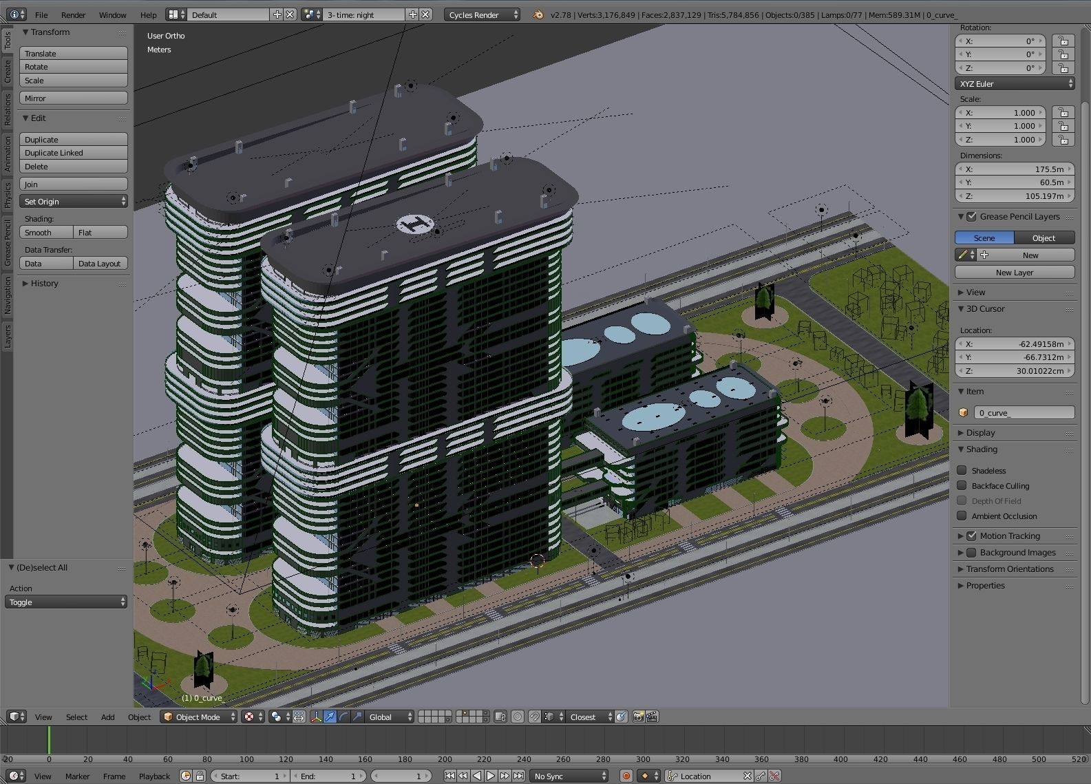 Skyscraper 7 sims city at night 3D model_12