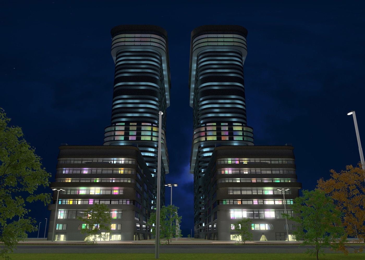 Skyscraper 7 sims city at night 3D model_7